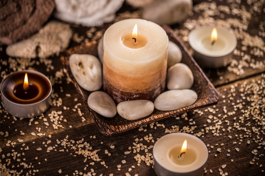 Candles and pebbles