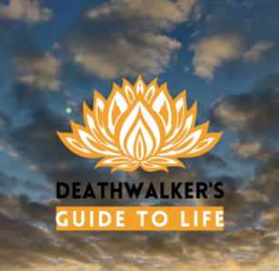 Deathwalker's guide to life podcast logo of an orange lotus flower