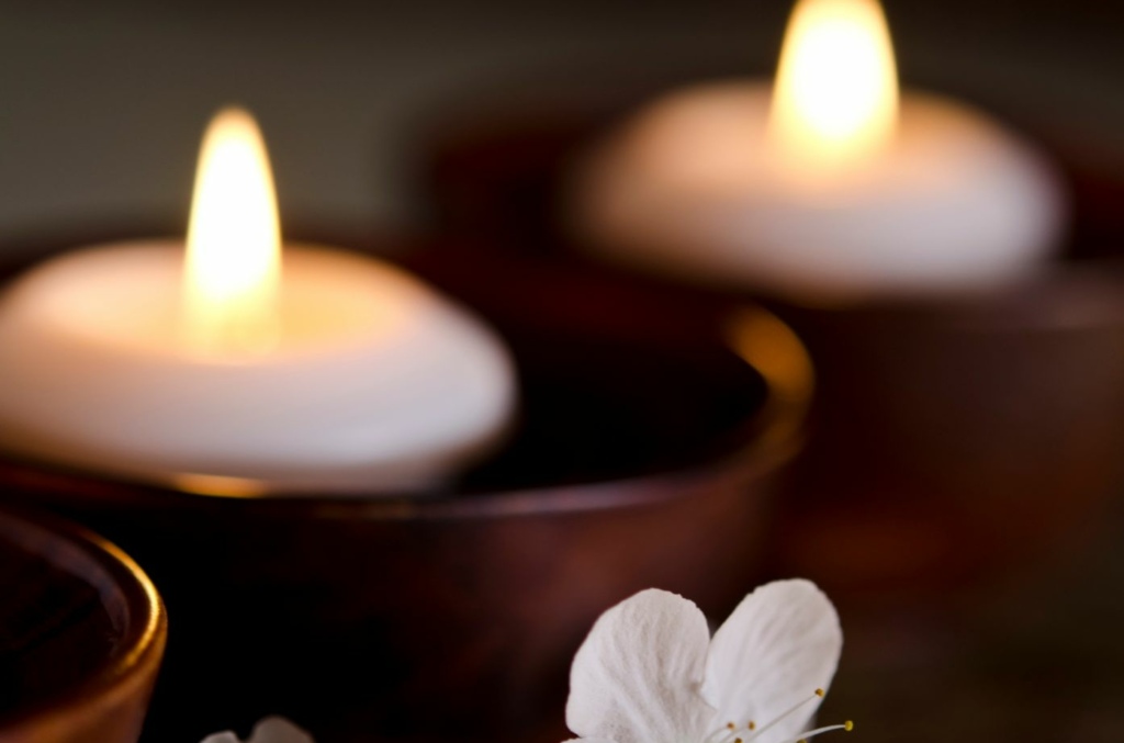 Close up of two tealight candles