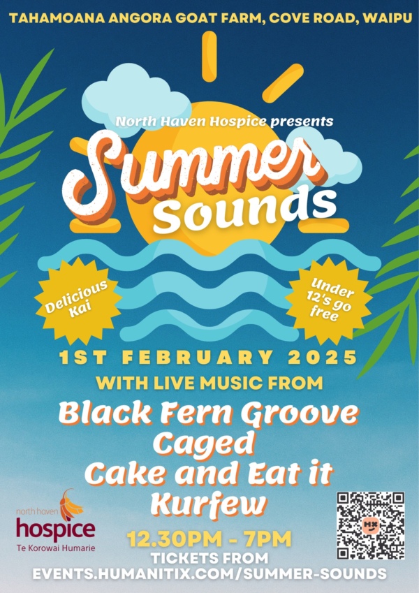 Summer Sounds Fundraiser <div style="font-size:0.8em;">January 2, 2025, 12:30 pm, Tahamoana Angora Goat Farm Cove Road, Waipu, New Zealand</div>