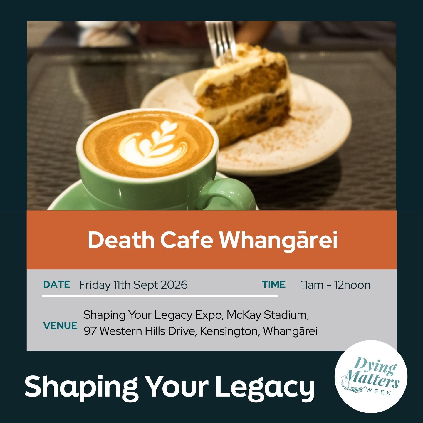 Death Cafe Whangārei <div style="font-size:0.8em;">11 September 2026, 11:00 am</div>