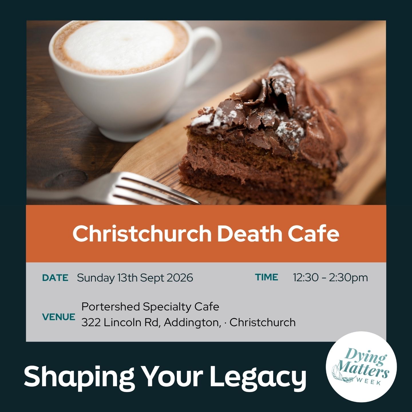 Christchurch Death Cafe <div style="font-size:0.8em;">13 September 2026, 12:30 pm</div>