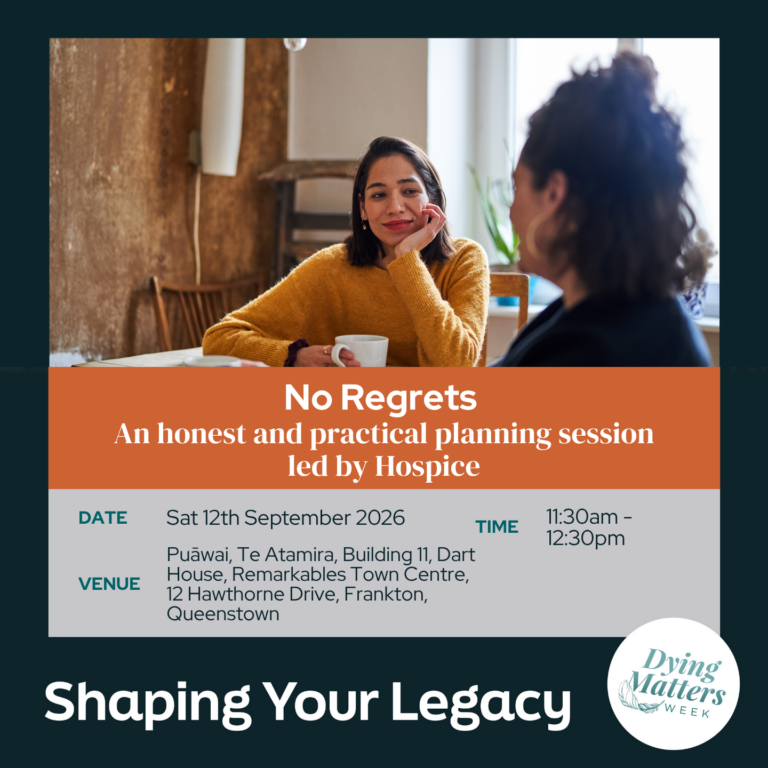 No Regrets - event tile for Dying Matters Week in Otago