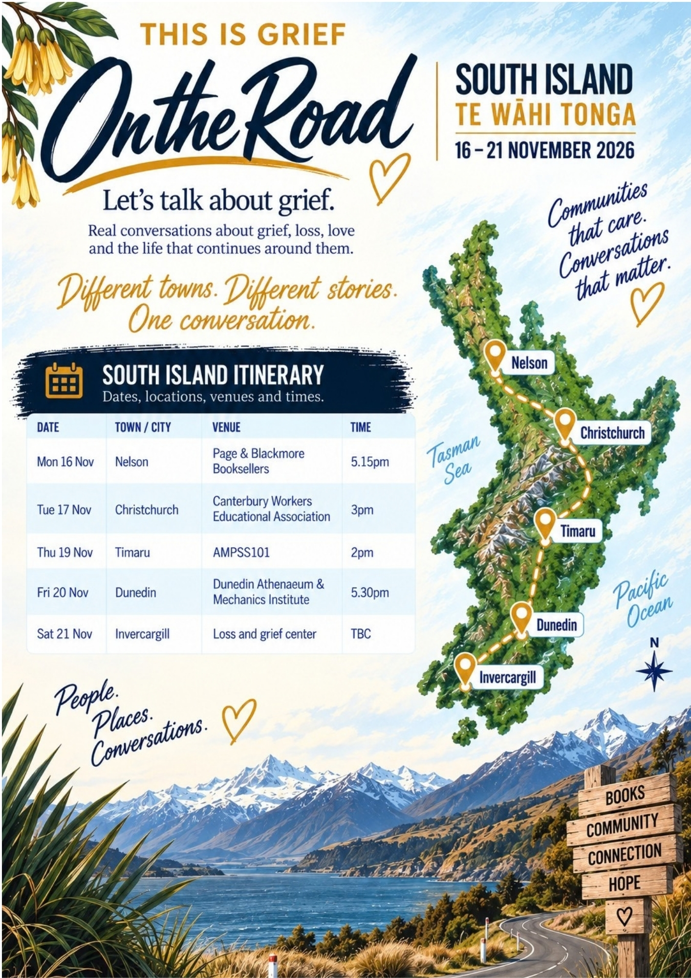 This is Grief - On the Road (South Island) <div style="font-size:0.8em;">16 November 2026, 5:15 pm, Page & Blackmore Booksellers Trafalgar Street, Nelson, New Zealand</div>
